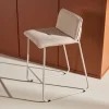 Venture Home BISBEE Lot de 2 tabourets de bar en tissu bouclette pieds beiges H65cm