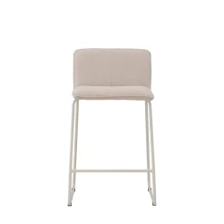 Venture Home BISBEE Lot de 2 tabourets de bar en tissu bouclette pieds beiges H65cm