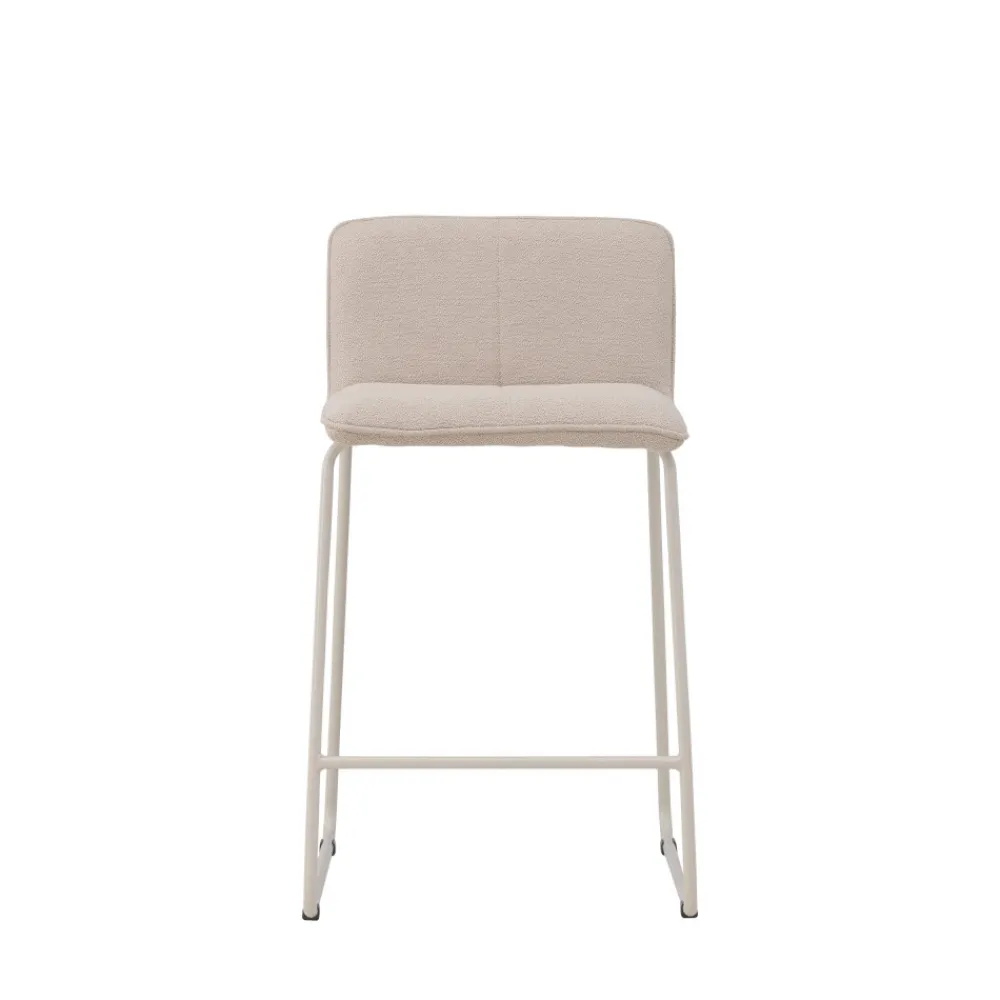 Venture Home BISBEE Lot de 2 tabourets de bar en tissu bouclette pieds beiges H65cm