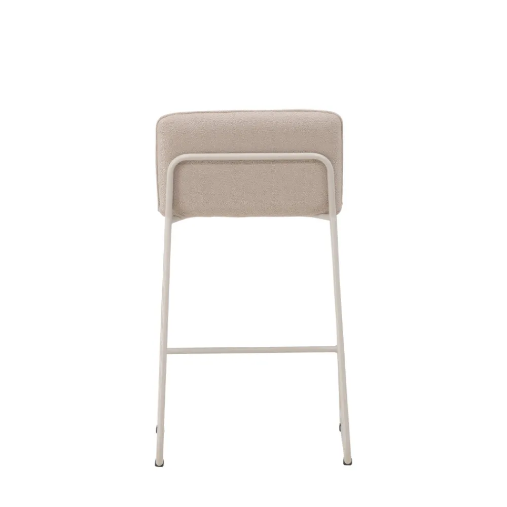 Venture Home BISBEE Lot de 2 tabourets de bar en tissu bouclette pieds beiges H65cm
