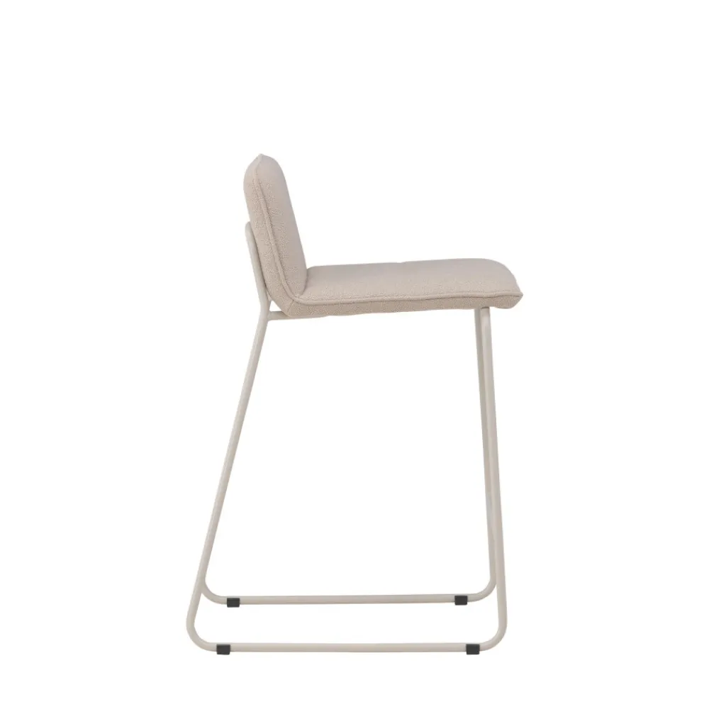 Venture Home BISBEE Lot de 2 tabourets de bar en tissu bouclette pieds beiges H65cm