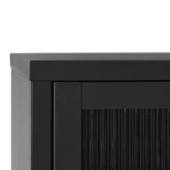 No name BJORN Buffet 3 portes en verre strié et métal L132cm