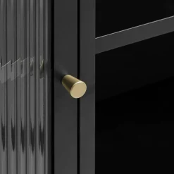 No name BJORN Buffet 3 portes en verre strié et métal L132cm