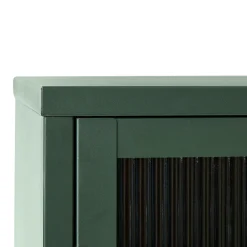 No name BJORN Buffet 3 portes en verre strié et métal L132cm