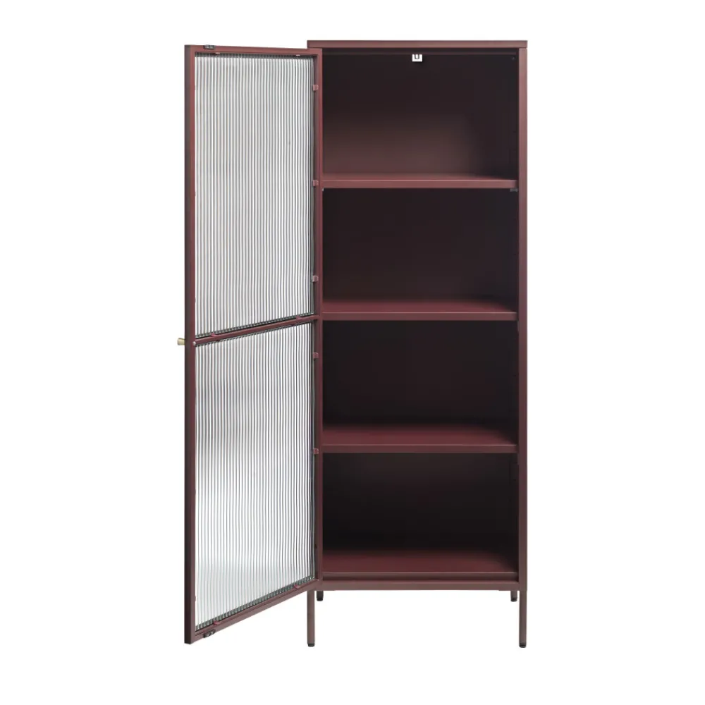 No name BJORN Colonne de rangement 1 porte en verre strié et métal H160cm