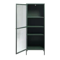 No name BJORN Colonne de rangement 1 porte en verre strié et métal H160cm
