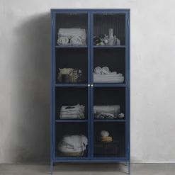 No name BJORN Vaisselier 2 portes en verre stié et métal H190cm