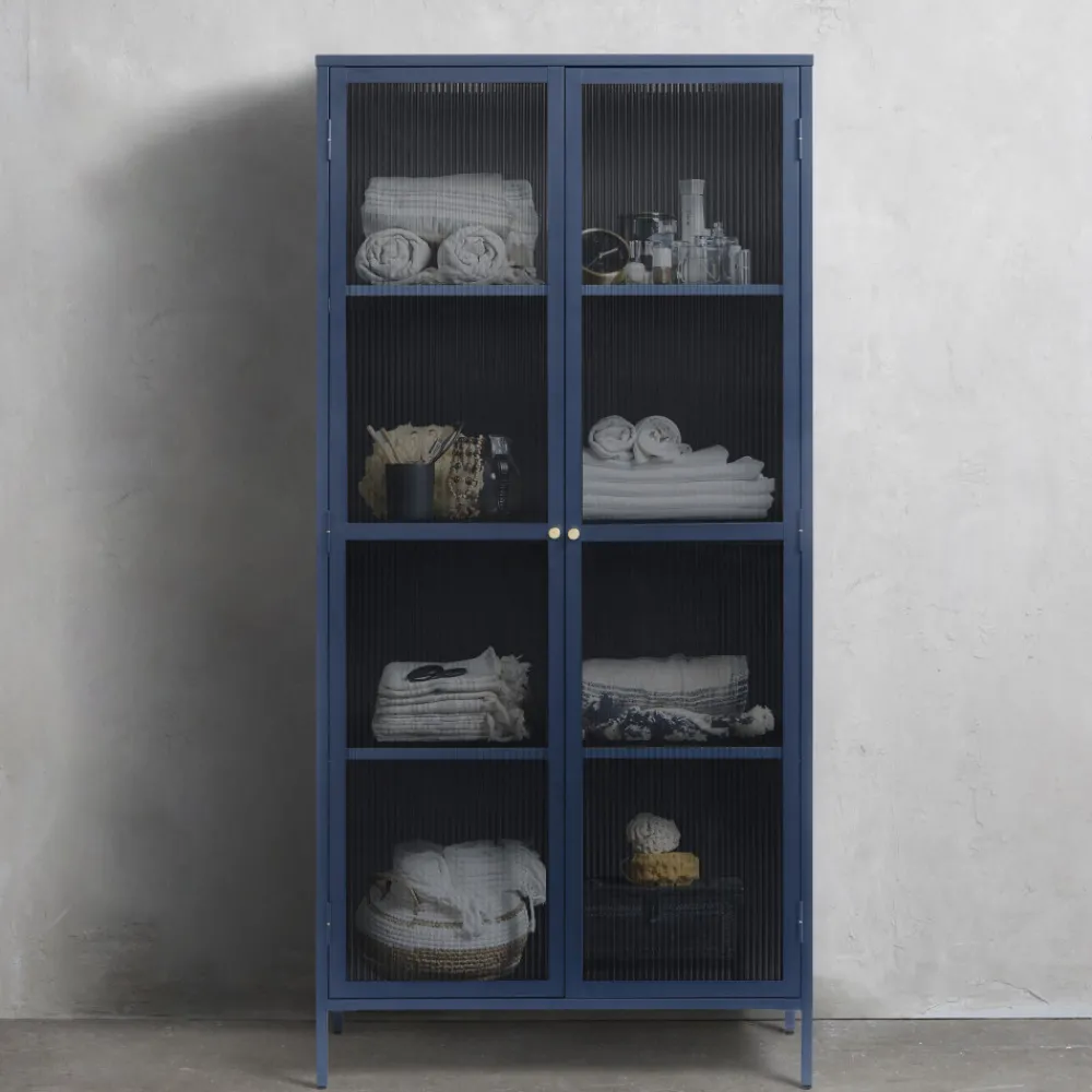 No name BJORN Vaisselier 2 portes en verre stié et métal H190cm