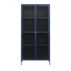 No name BJORN Vaisselier 2 portes en verre stié et métal H190cm