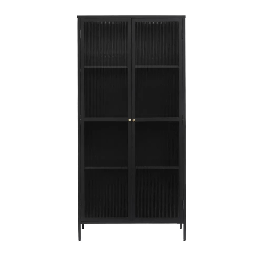 No name BJORN Vaisselier 2 portes en verre stié et métal H190cm