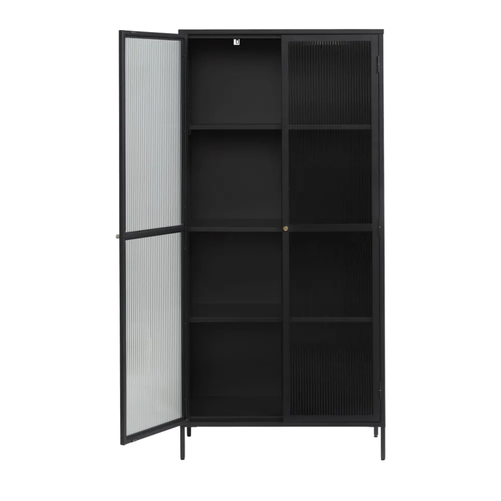 No name BJORN Vaisselier 2 portes en verre stié et métal H190cm
