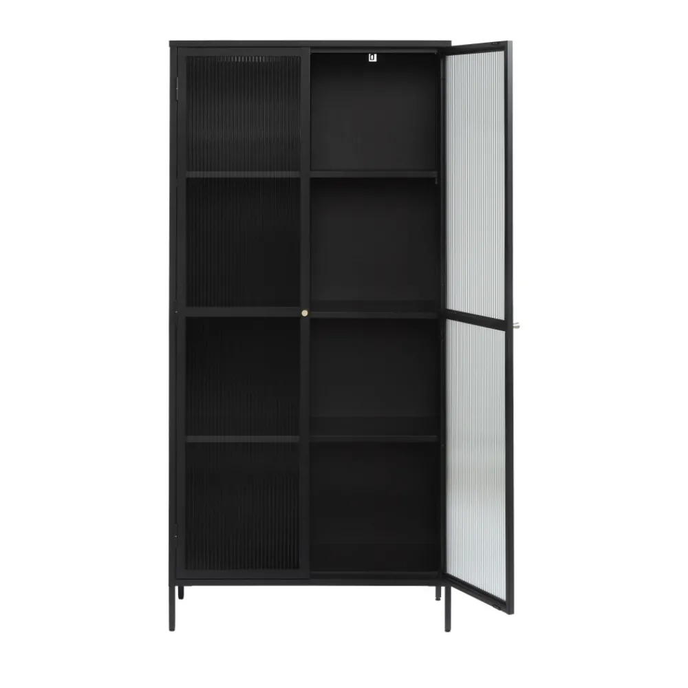 No name BJORN Vaisselier 2 portes en verre stié et métal H190cm