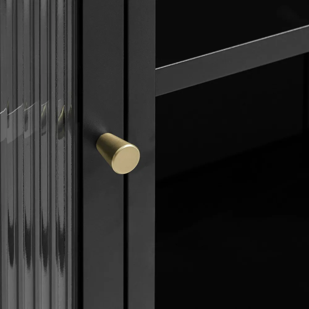 No name BJORN Vaisselier 2 portes en verre stié et métal H190cm