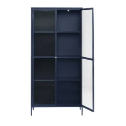 No name BJORN Vaisselier 2 portes en verre stié et métal H190cm