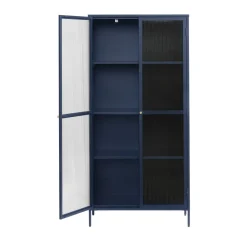 No name BJORN Vaisselier 2 portes en verre stié et métal H190cm