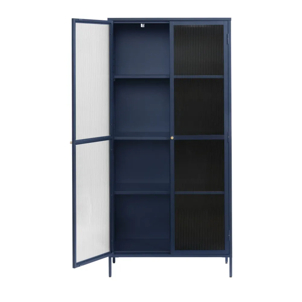 No name BJORN Vaisselier 2 portes en verre stié et métal H190cm