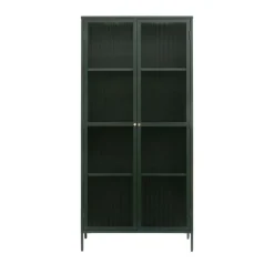 No name BJORN Vaisselier 2 portes en verre stié et métal H190cm