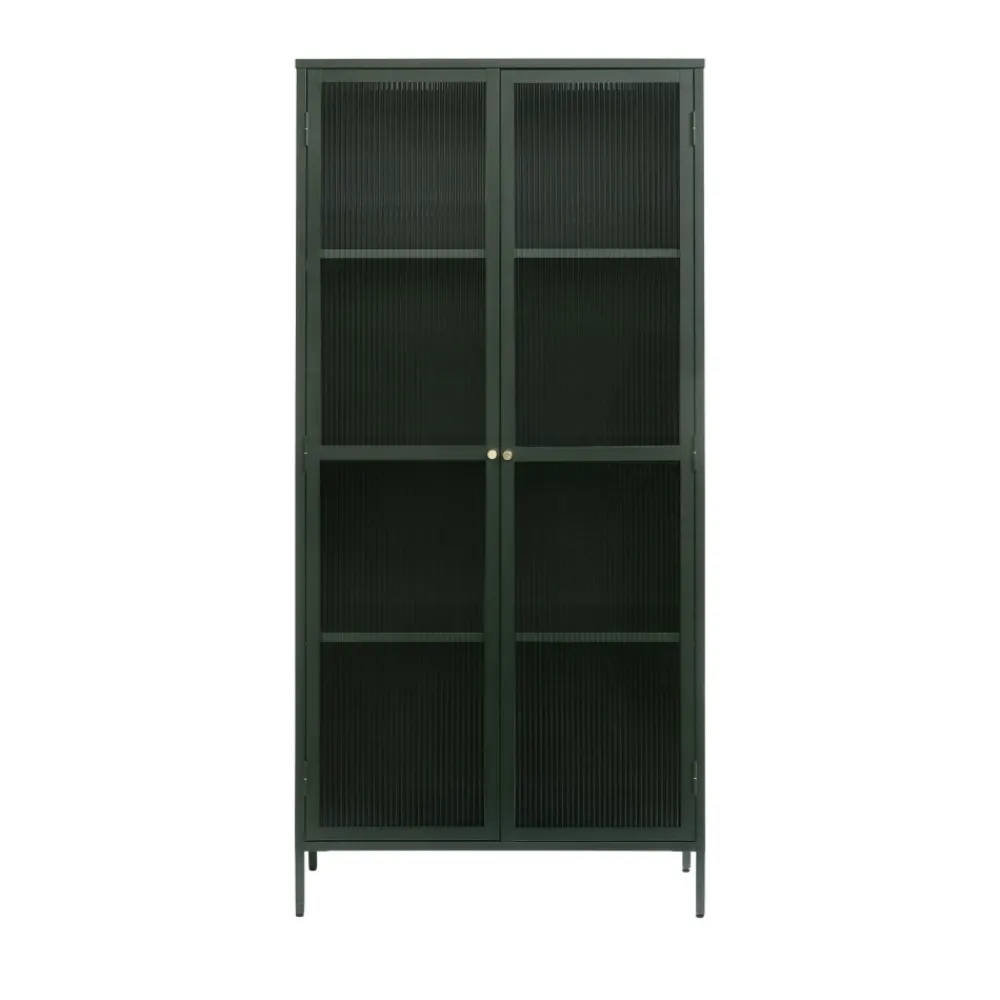 No name BJORN Vaisselier 2 portes en verre stié et métal H190cm