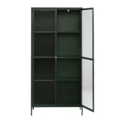 No name BJORN Vaisselier 2 portes en verre stié et métal H190cm
