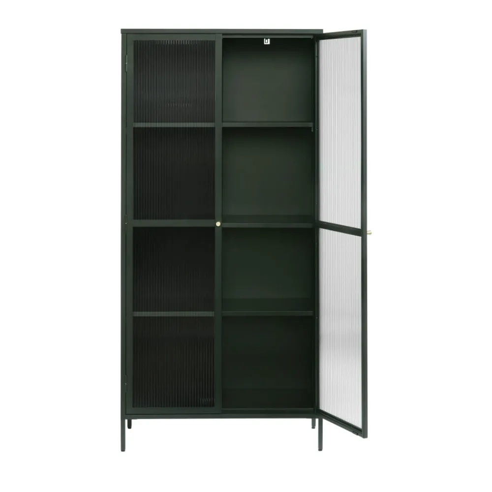 No name BJORN Vaisselier 2 portes en verre stié et métal H190cm