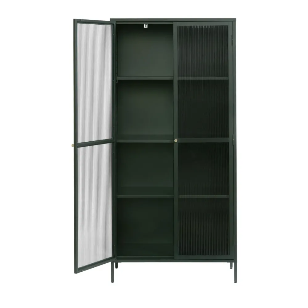 No name BJORN Vaisselier 2 portes en verre stié et métal H190cm