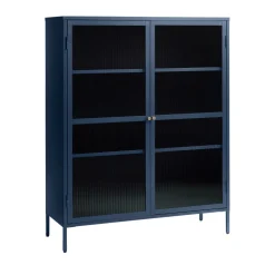 No name BJORN Vaisselier 2 portes en verre strié et métal H140cm