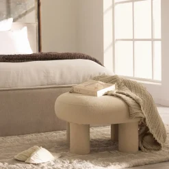 Drawer BLOOMI Tabouret rond XL en tissu bouclette ø60cm