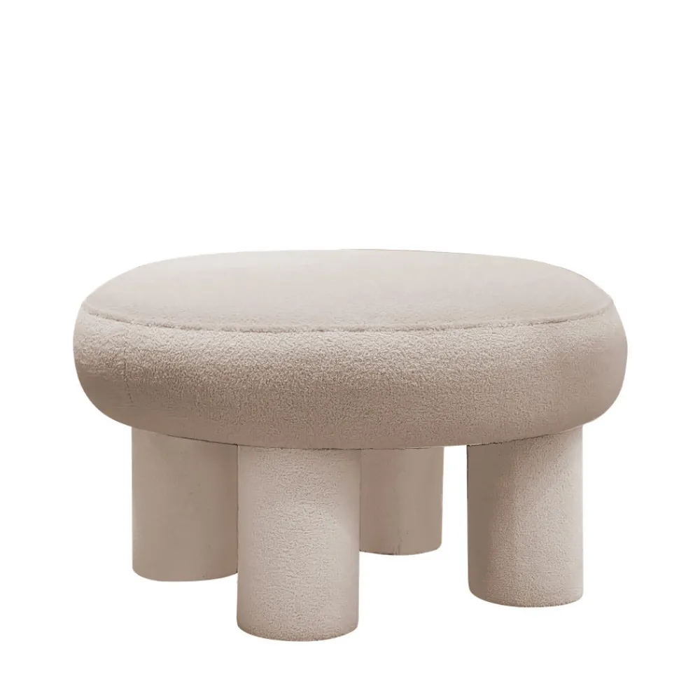 Drawer BLOOMI Tabouret rond XL en tissu bouclette ø60cm