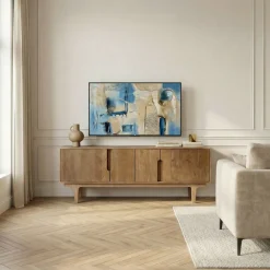Drawer BOGOR Meuble tv 4 portes en bois massif L150cm