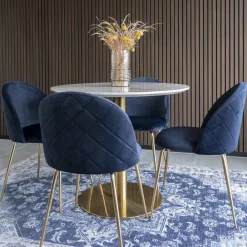 House Nordic BOLZANO Table à manger 2 personnes ronde effet marbre