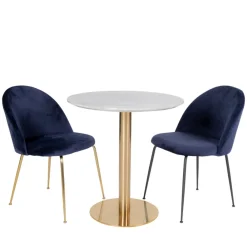 House Nordic BOLZANO Table à manger 2 personnes ronde effet marbre