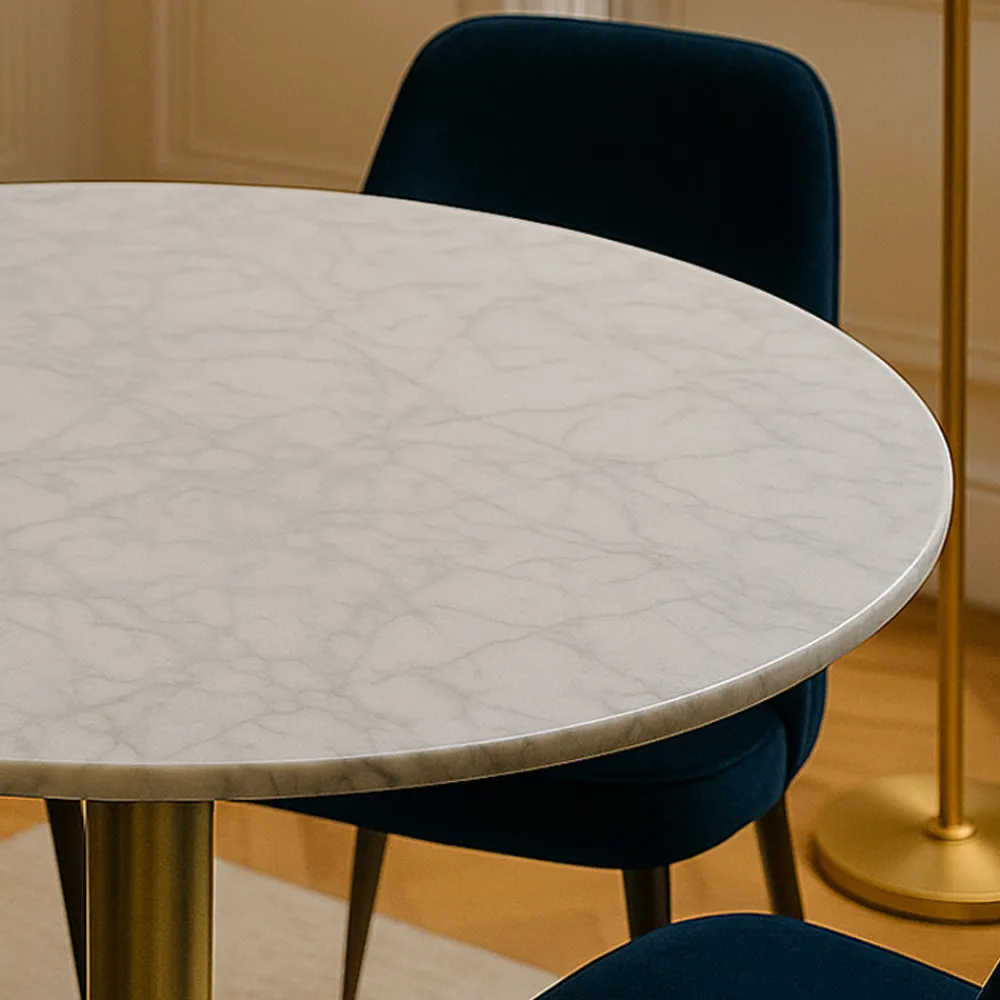House Nordic BOLZANO Table à manger 4 personnes ronde effet marbre