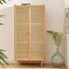 No name BOMBONG Armoire 2 portes en bois et cannage