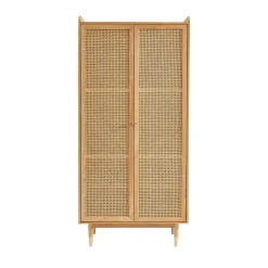 No name BOMBONG Armoire 2 portes en bois et cannage