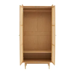 No name BOMBONG Armoire 2 portes en bois et cannage