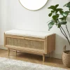 No name BOMBONG Banc d'entrée avec rangement chaussures en bois et cannage L100cm