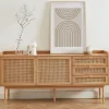 No name BOMBONG Buffet 2 portes 3 tiroirs en bois et cannage L180cm