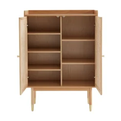 No name BOMBONG Buffet haut 2 portes en bois et cannage L90cm