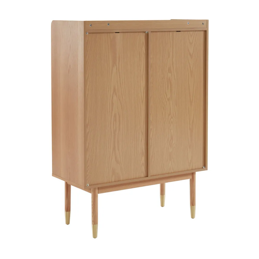 No name BOMBONG Buffet haut 2 portes en bois et cannage L90cm