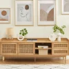 No name BOMBONG Meuble TV 2 portes 2 tiroirs en bois et cannage 180 cm
