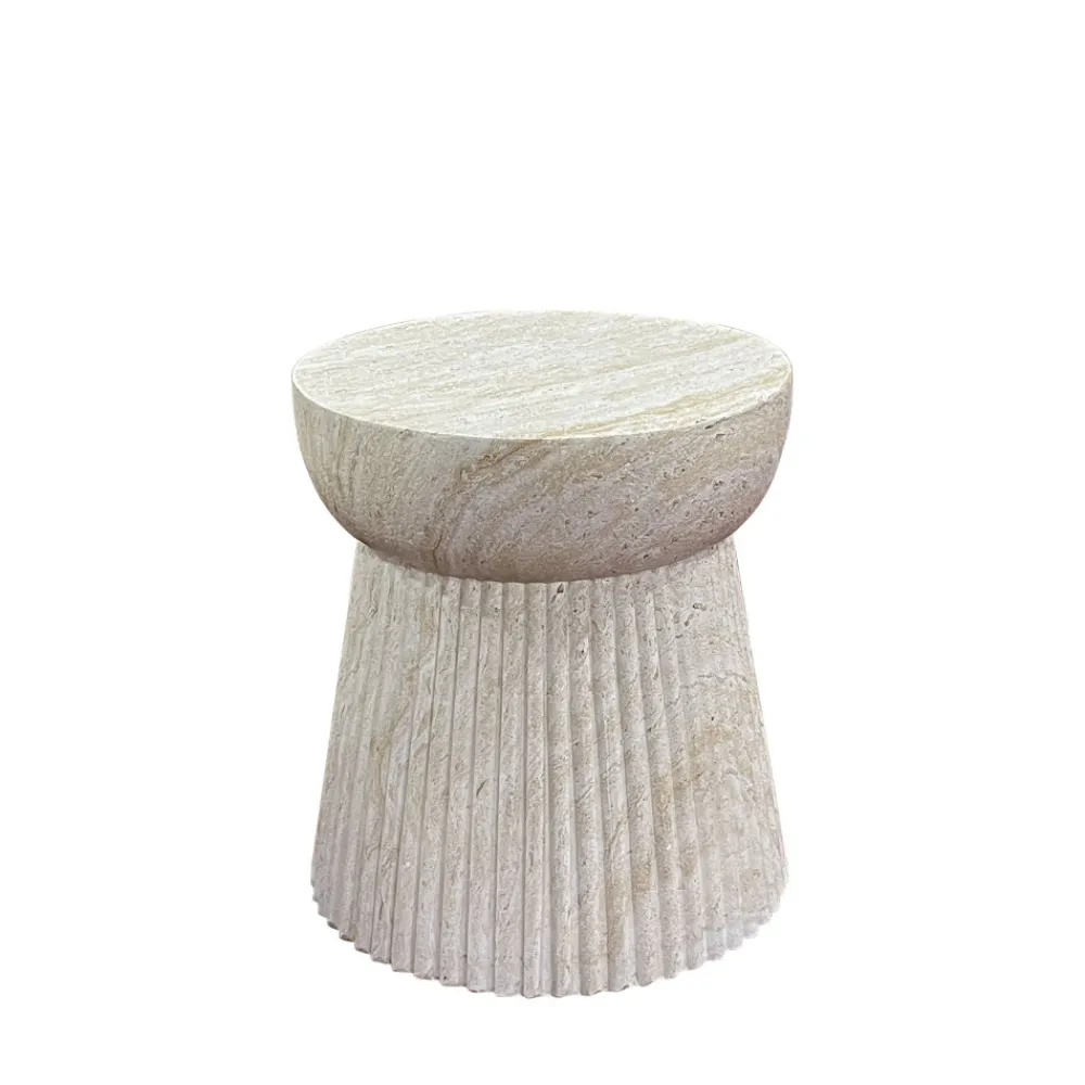 House Nordic BONN Table d'appoint ronde effet travertin ø37cm