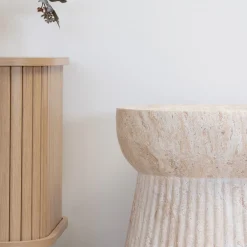 House Nordic BONN Table d'appoint ronde effet travertin ø37cm