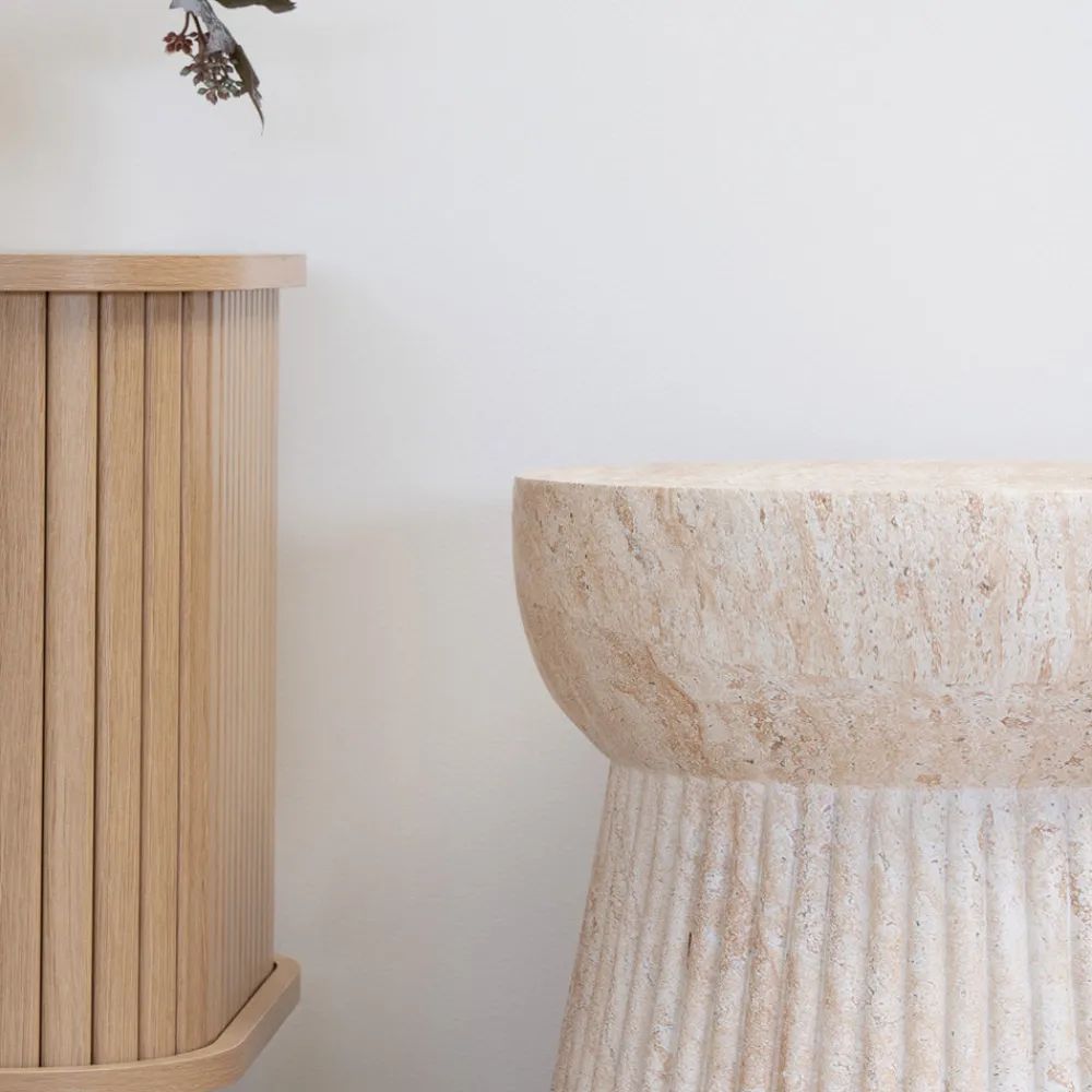 House Nordic BONN Table d'appoint ronde effet travertin ø37cm