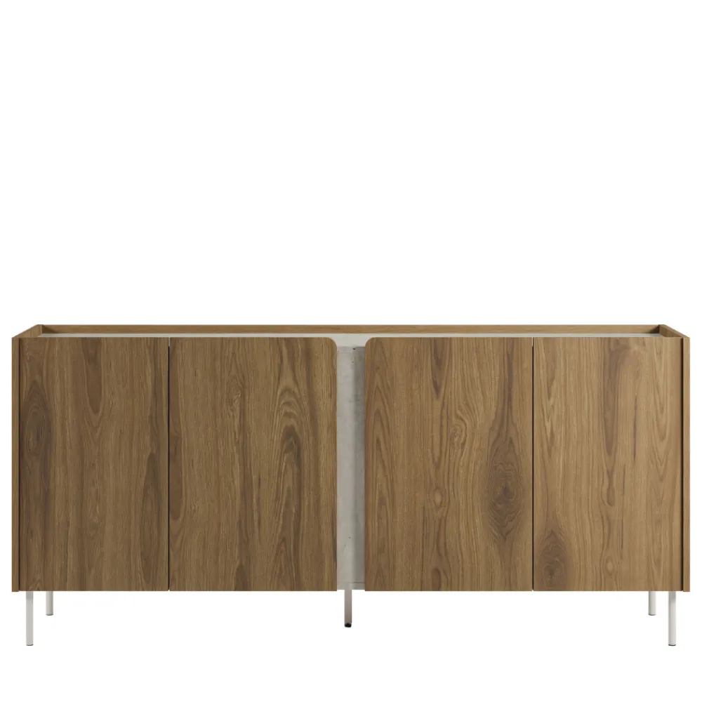 Drawer BOXY Buffet 4 portes en bois et effet travertin L180cm