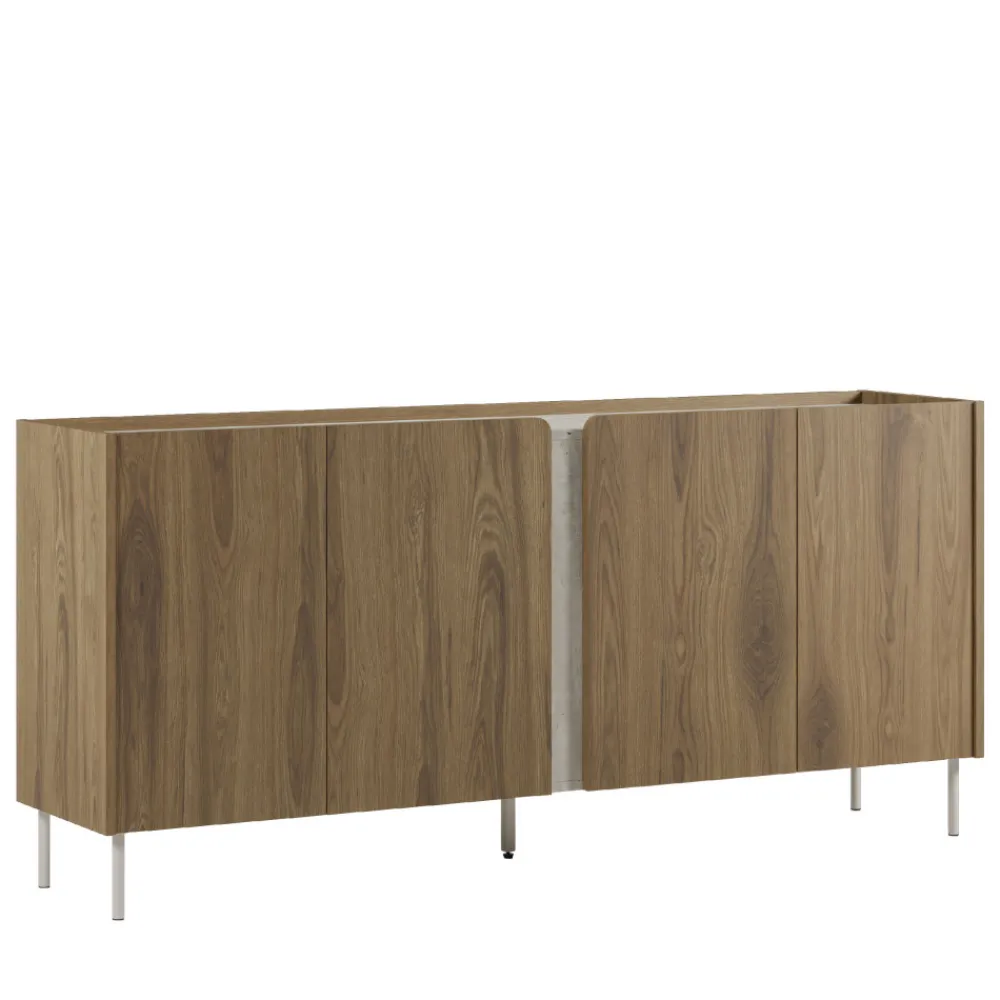 Drawer BOXY Buffet 4 portes en bois et effet travertin L180cm