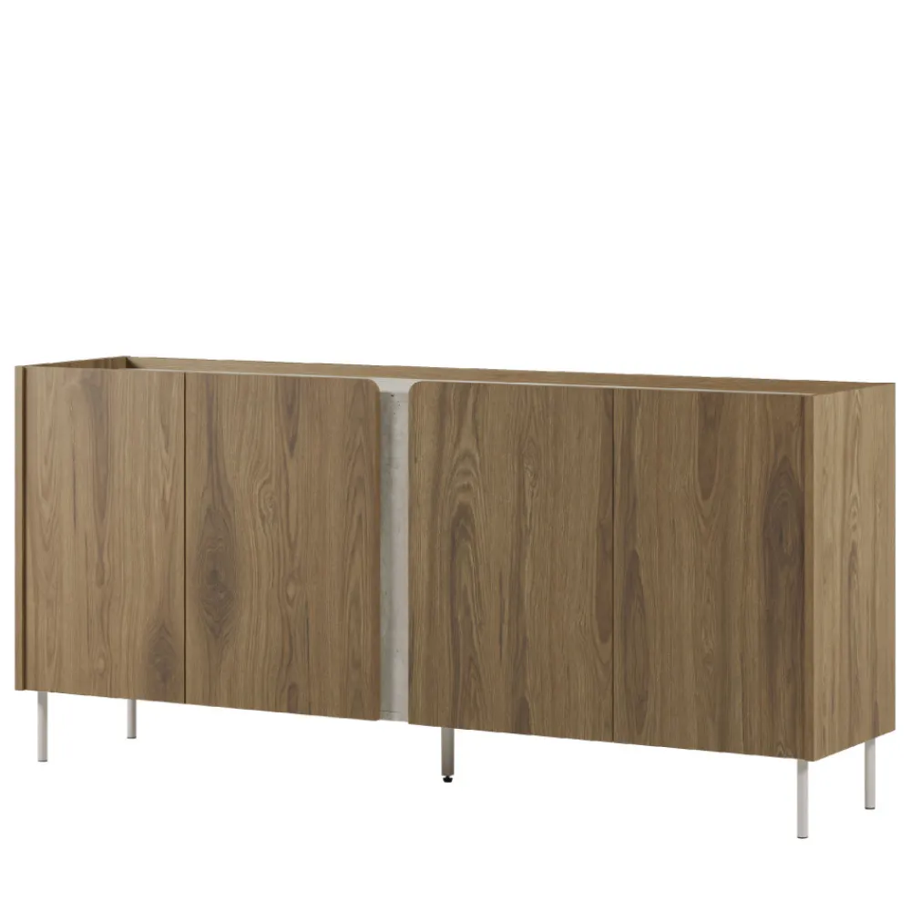 Drawer BOXY Buffet 4 portes en bois et effet travertin L180cm