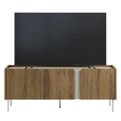 Drawer BOXY Meuble TV 3 portes en bois et effet travertin L140cm