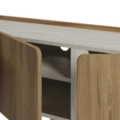 Drawer BOXY Meuble TV 3 portes en bois et effet travertin L140cm