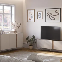 Drawer BOXY Meuble TV 3 portes en bois et métal L140cm