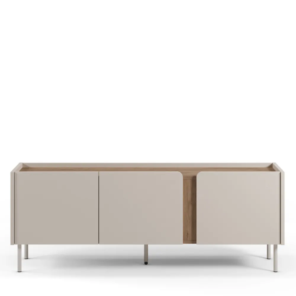 Drawer BOXY Meuble TV 3 portes en bois et métal L140cm